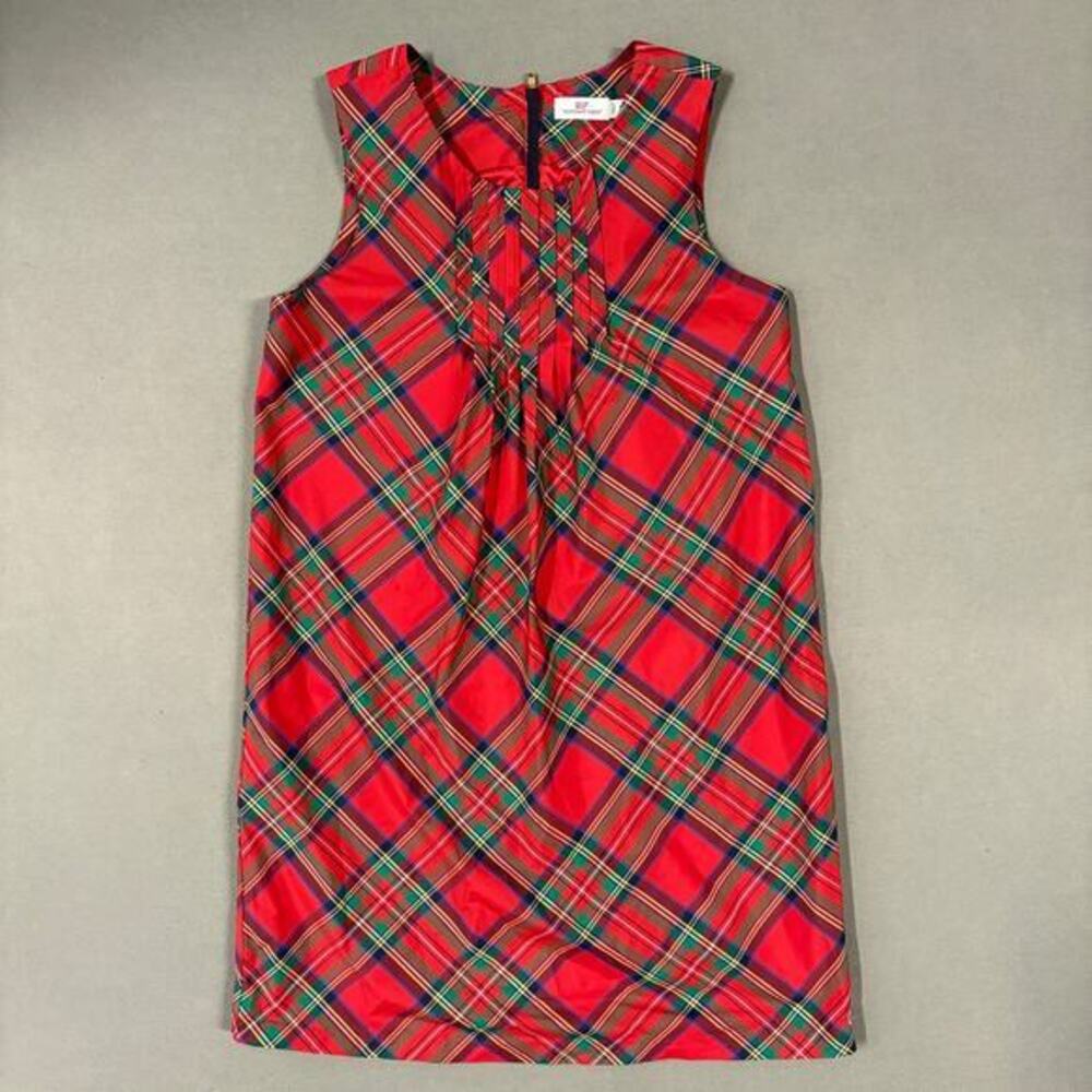 Vineyard Vines Plaid Sleeveless Dress Size 12 Red Girls Style 100052